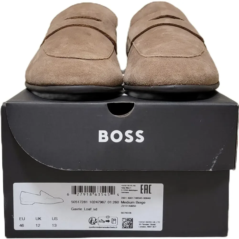 BOSS by Hugo Boss Men Gavrie Slip On Penny Loafer Size US 13 EU 46 Medium Beige